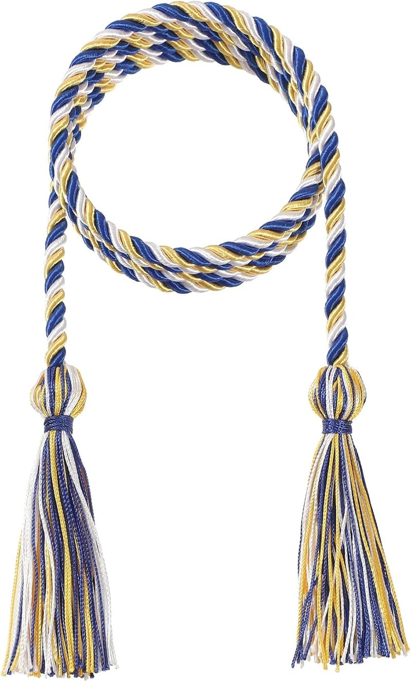 D DODOU 10 Pieces Graduation Cords Polyester Graduation Honor Braided Cords with Sewing Tassels for Bachelor, Master, Doctor 68" Long (Royal Blue Gold White) - Image 2